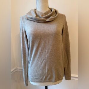 LOFT Tan Lightweight LS Cowl Neck Sweater Small